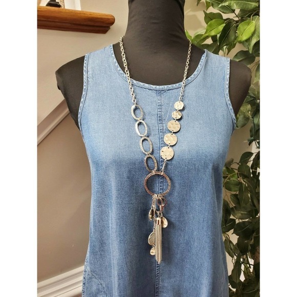 Dalia Women's Blue 100% Tencel Sleeveless Round Neck Knee Length Dress Size XS - Picture 2 of 12